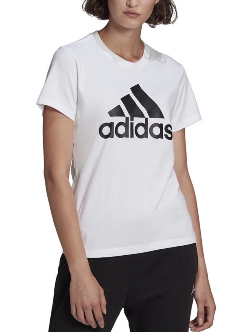 Adidas Women's Essentials Logo Cotton Tee T-Shirt White Size 2X